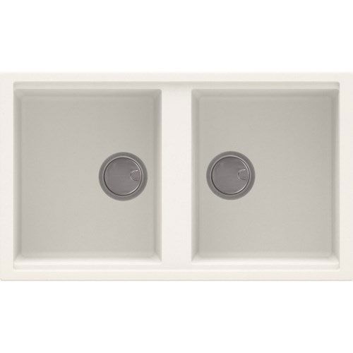 Reginox BEST 450 Elleci Granite 2 Bowl Kitchen Sink - Granitek White - BEST 450 W - TAP 'N' SHOWER