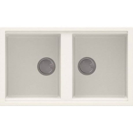 Reginox BEST 450 Elleci Granite 2 Bowl Kitchen Sink - Granitek White - BEST 450 W - TAP 'N' SHOWER