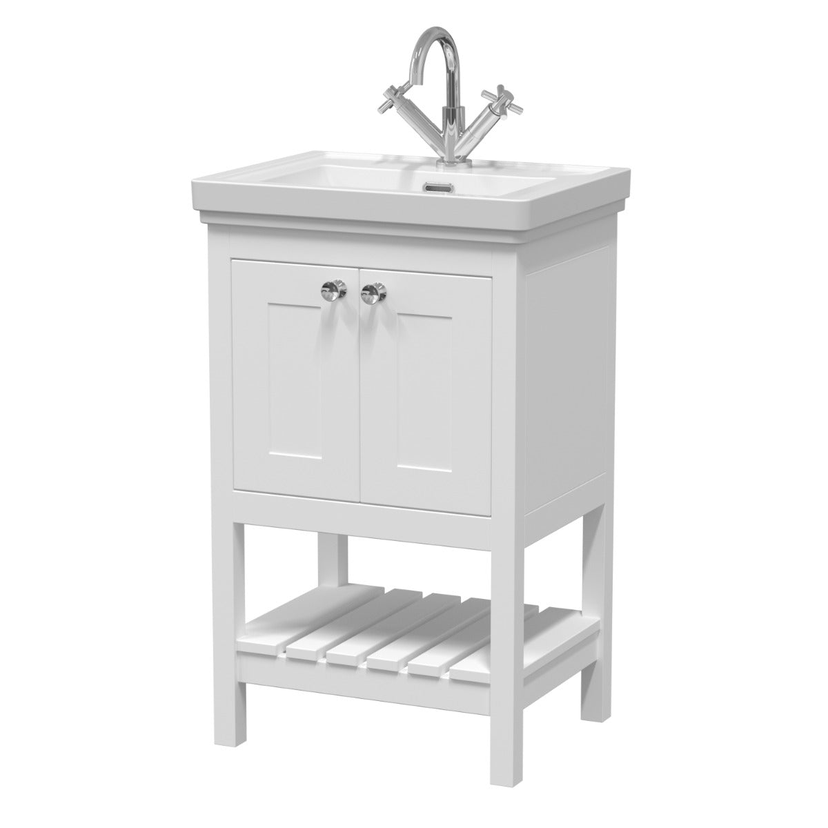 Launde Abbey Floor Standing Vanity with Basin 1TH 500mm - Pure White - TAP 'N' SHOWER