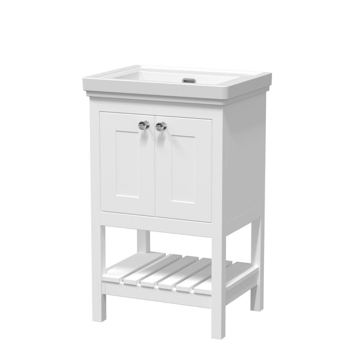 Launde Abbey Floor Standing Vanity with Basin 0TH 500mm - Pure White - TAP 'N' SHOWER