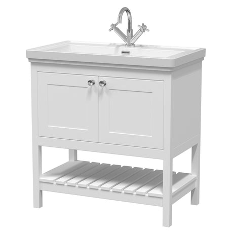 Launde Abbey Floor Standing Vanity with Basin 1TH 800mm - Pure White - TAP 'N' SHOWER