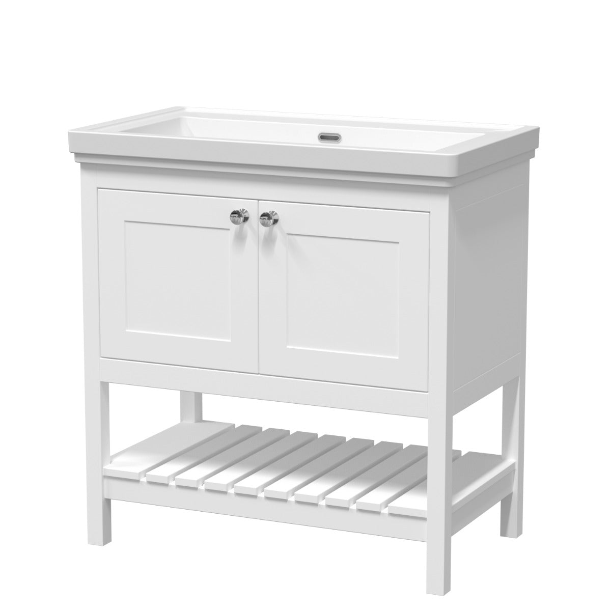 Launde Abbey Floor Standing Vanity with Basin 0TH 800mm - Pure White - TAP 'N' SHOWER
