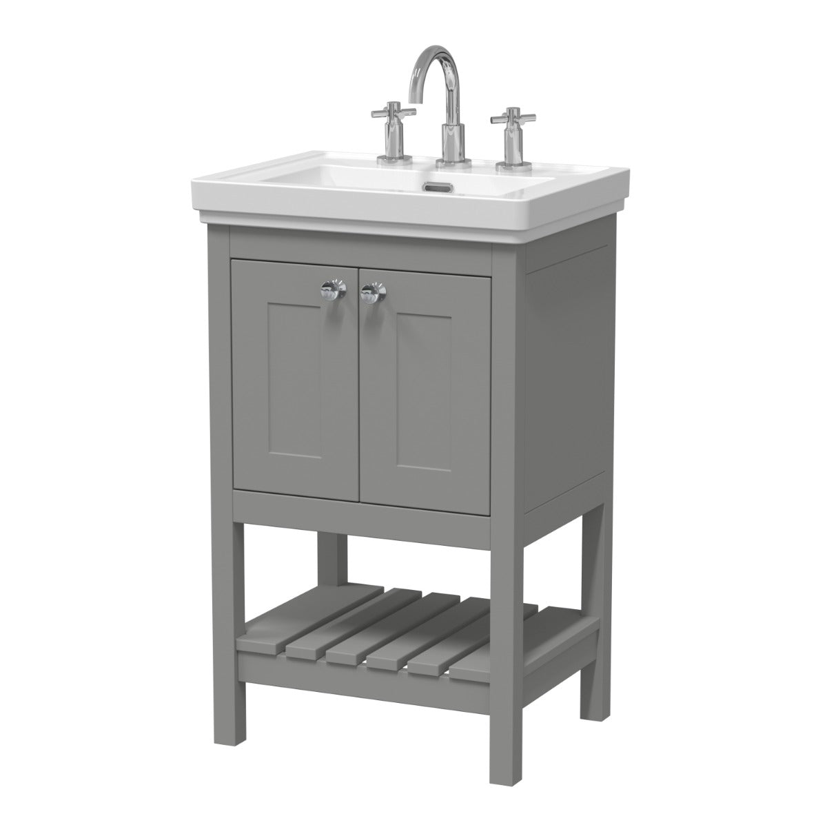 Launde Abbey Floor Standing Vanity with Basin 3TH 500mm - Cool Grey - TAP 'N' SHOWER