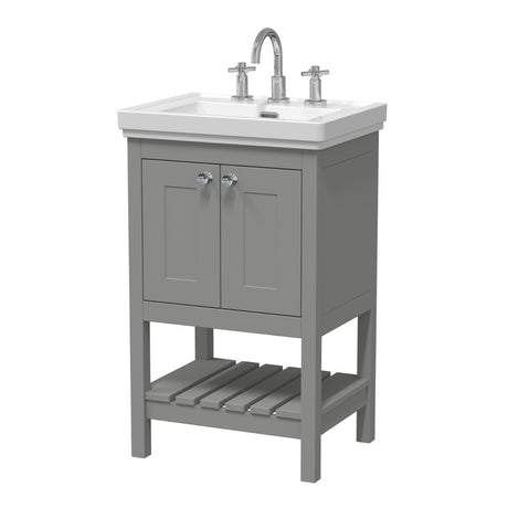 Launde Abbey Floor Standing Vanity with Basin 3TH 500mm - Cool Grey - TAP 'N' SHOWER