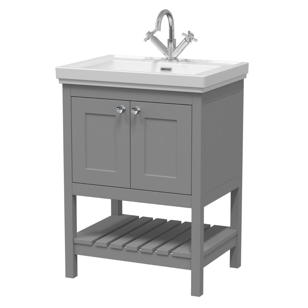 Launde Abbey Floor Standing Vanity with Basin 1TH 600mm - Cool Grey - TAP 'N' SHOWER