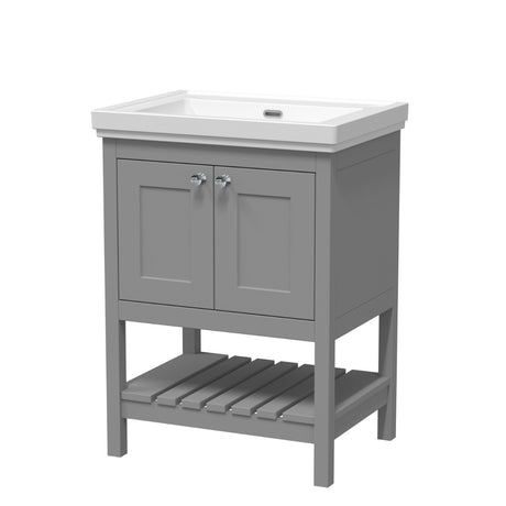 Launde Abbey Floor Standing Vanity with Basin 0TH 600mm - Cool Grey - TAP 'N' SHOWER