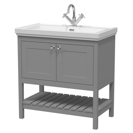 Launde Abbey Floor Standing Vanity with Basin 1TH 800mm - Cool Grey - TAP 'N' SHOWER