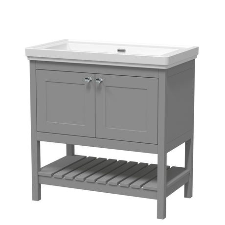 Launde Abbey Floor Standing Vanity with Basin 0TH 800mm - Cool Grey - TAP 'N' SHOWER
