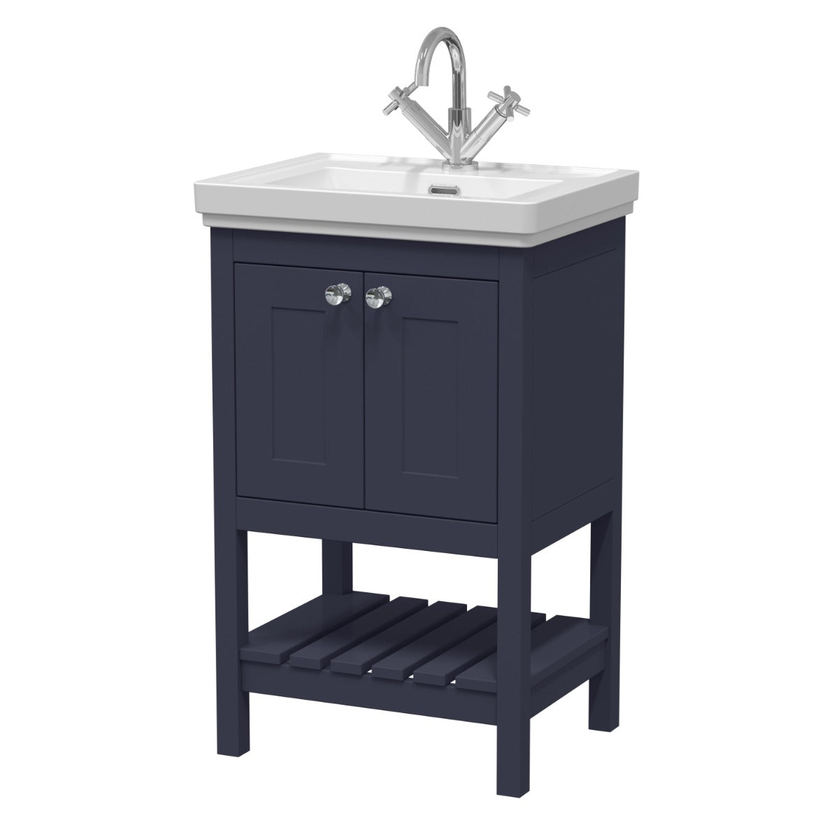 Launde Abbey Floor Standing Vanity with Basin 1TH 500mm - Indigo Blue - TAP 'N' SHOWER