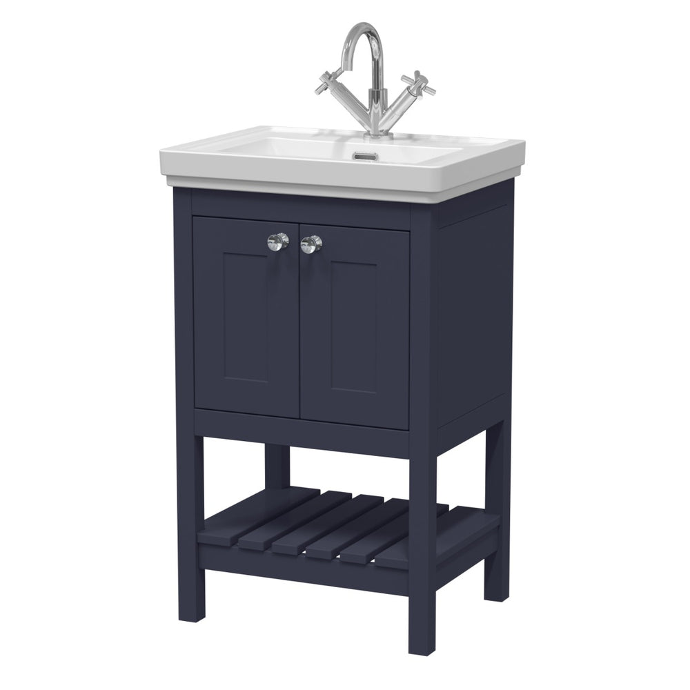 Launde Abbey Floor Standing Vanity with Basin 1TH 500mm - Indigo Blue - TAP 'N' SHOWER