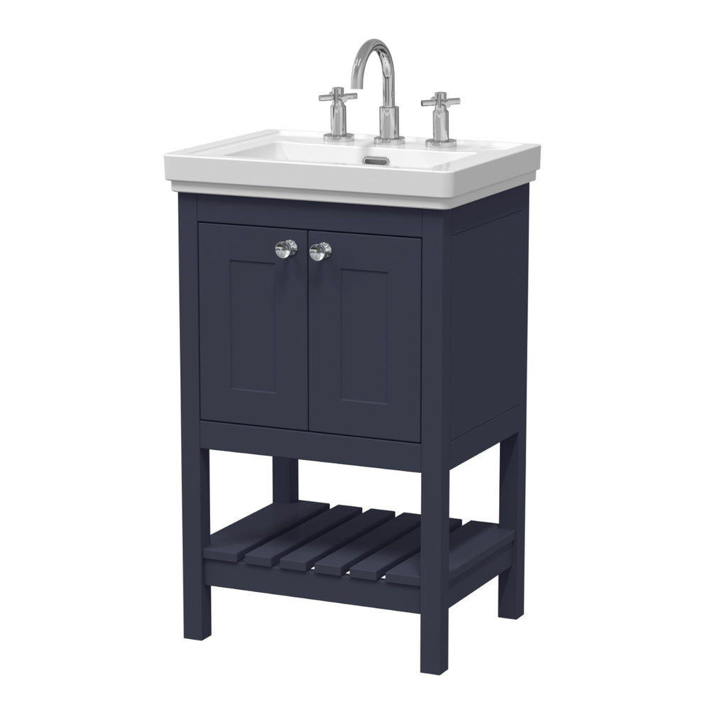 Launde Abbey Floor Standing Vanity with Basin 3TH 500mm - Indigo Blue - TAP 'N' SHOWER