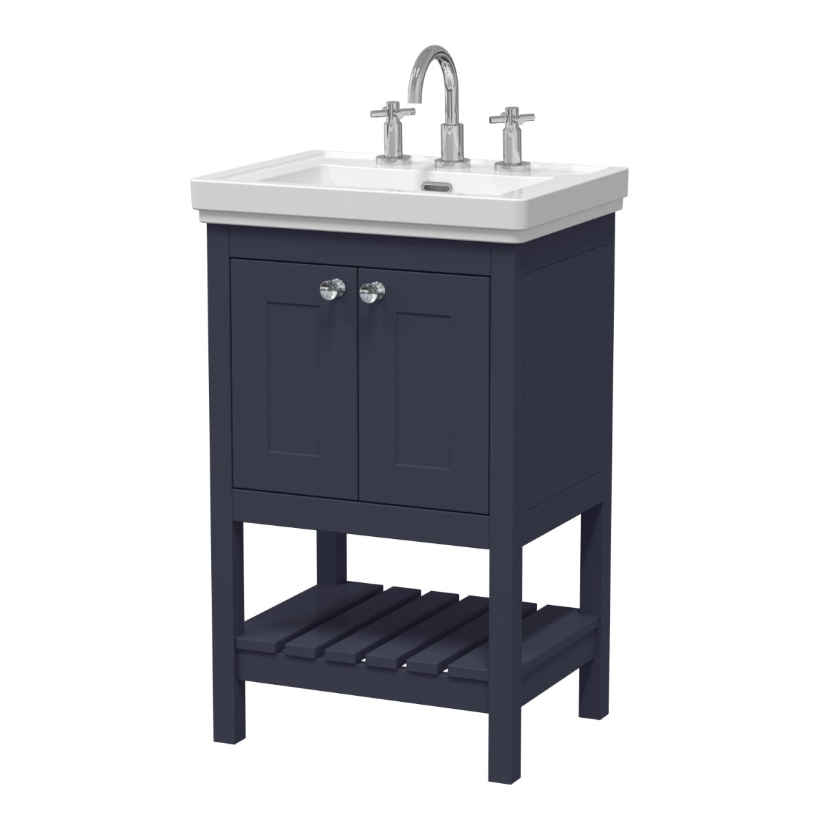 Launde Abbey Floor Standing Vanity with Basin 3TH 500mm - Indigo Blue - TAP 'N' SHOWER