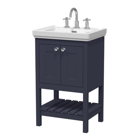 Launde Abbey Floor Standing Vanity with Basin 3TH 500mm - Indigo Blue - TAP 'N' SHOWER
