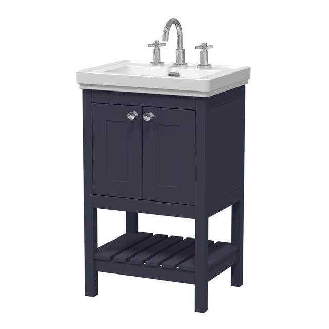 Launde Abbey Floor Standing Vanity with Basin 3TH 500mm - Indigo Blue - TAP 'N' SHOWER