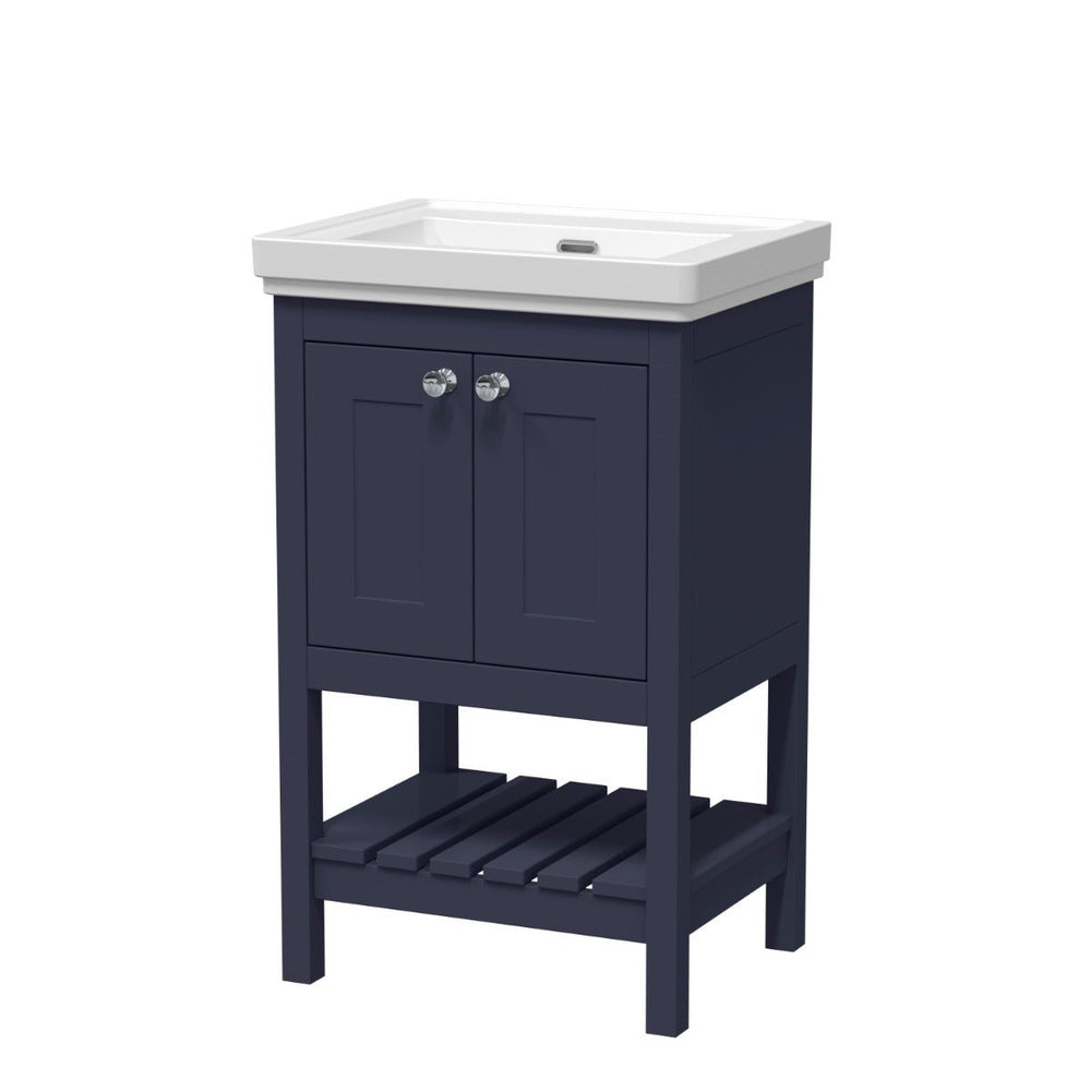 Launde Abbey Floor Standing Vanity with Basin 0TH 500mm - Indigo Blue - TAP 'N' SHOWER