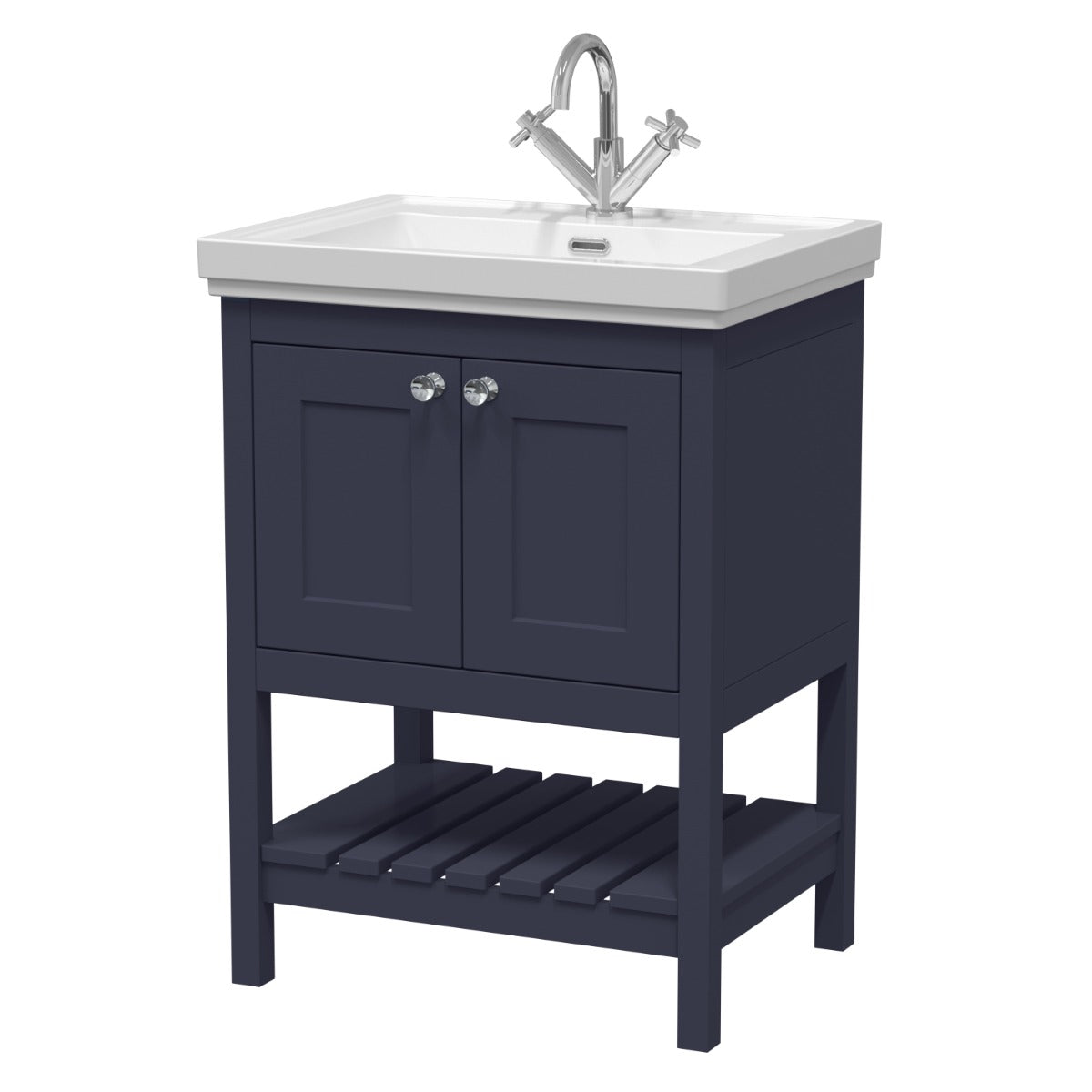 Launde Abbey Floor Standing Vanity with Basin 1TH 600mm - Indigo Blue - TAP 'N' SHOWER