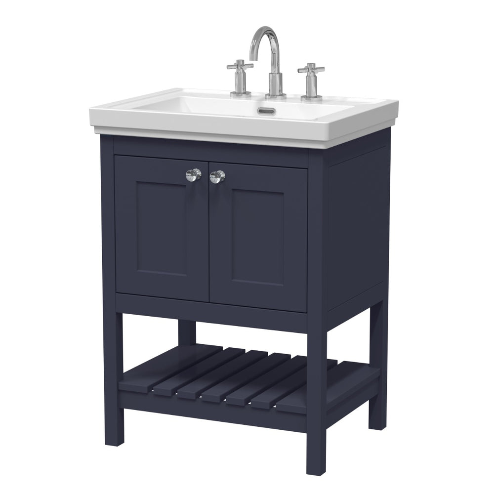 Launde Abbey Floor Standing Vanity with Basin 3TH 600mm - Indigo Blue - TAP 'N' SHOWER