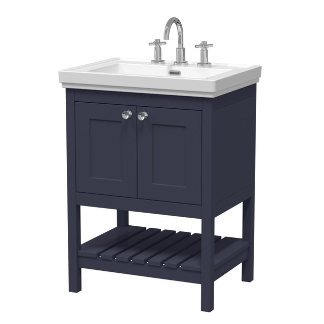 Launde Abbey Floor Standing Vanity with Basin 3TH 600mm - Indigo Blue - TAP 'N' SHOWER