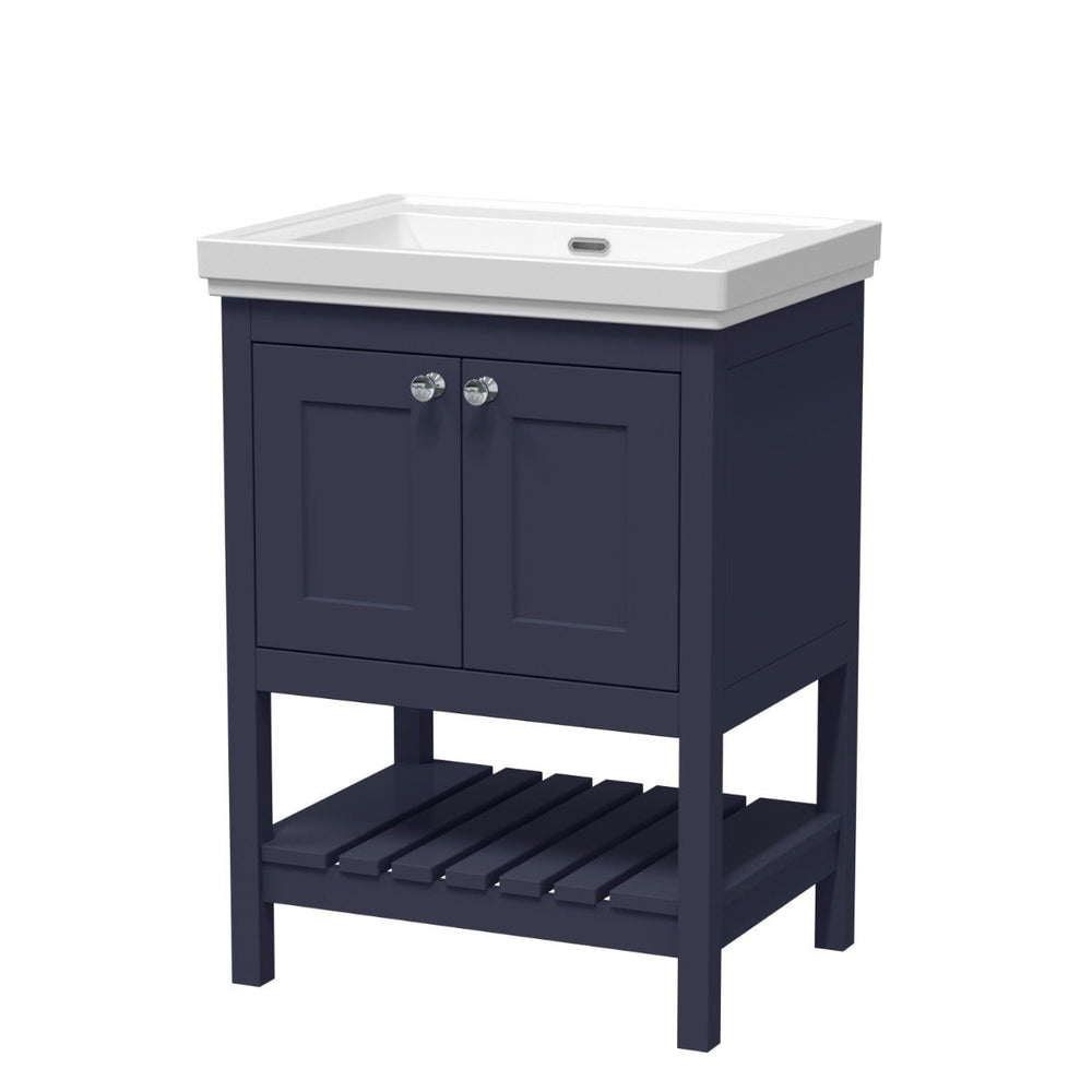 Launde Abbey Floor Standing Vanity with Basin 0TH 600mm - Indigo Blue - TAP 'N' SHOWER