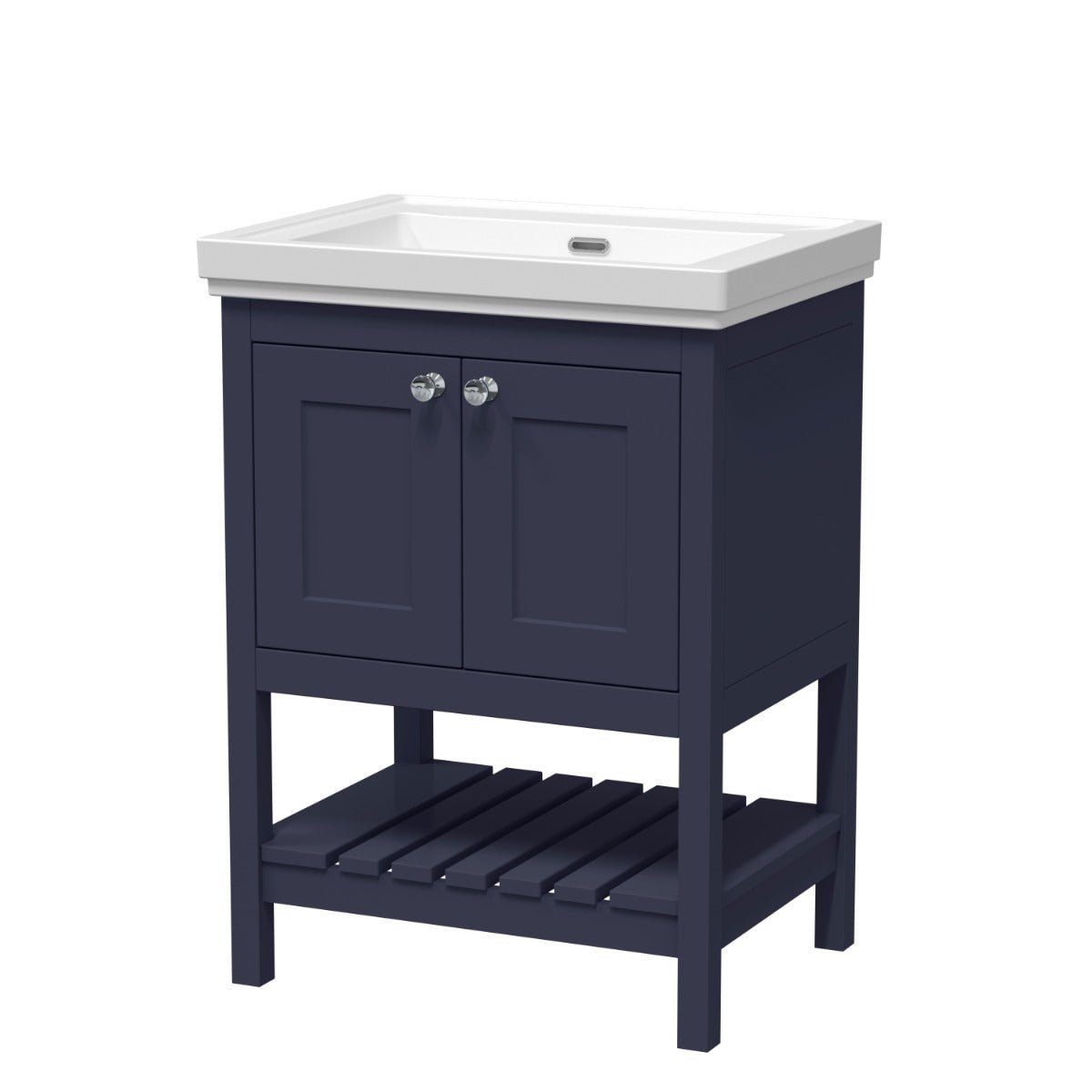 Launde Abbey Floor Standing Vanity with Basin 0TH 600mm - Indigo Blue - TAP 'N' SHOWER