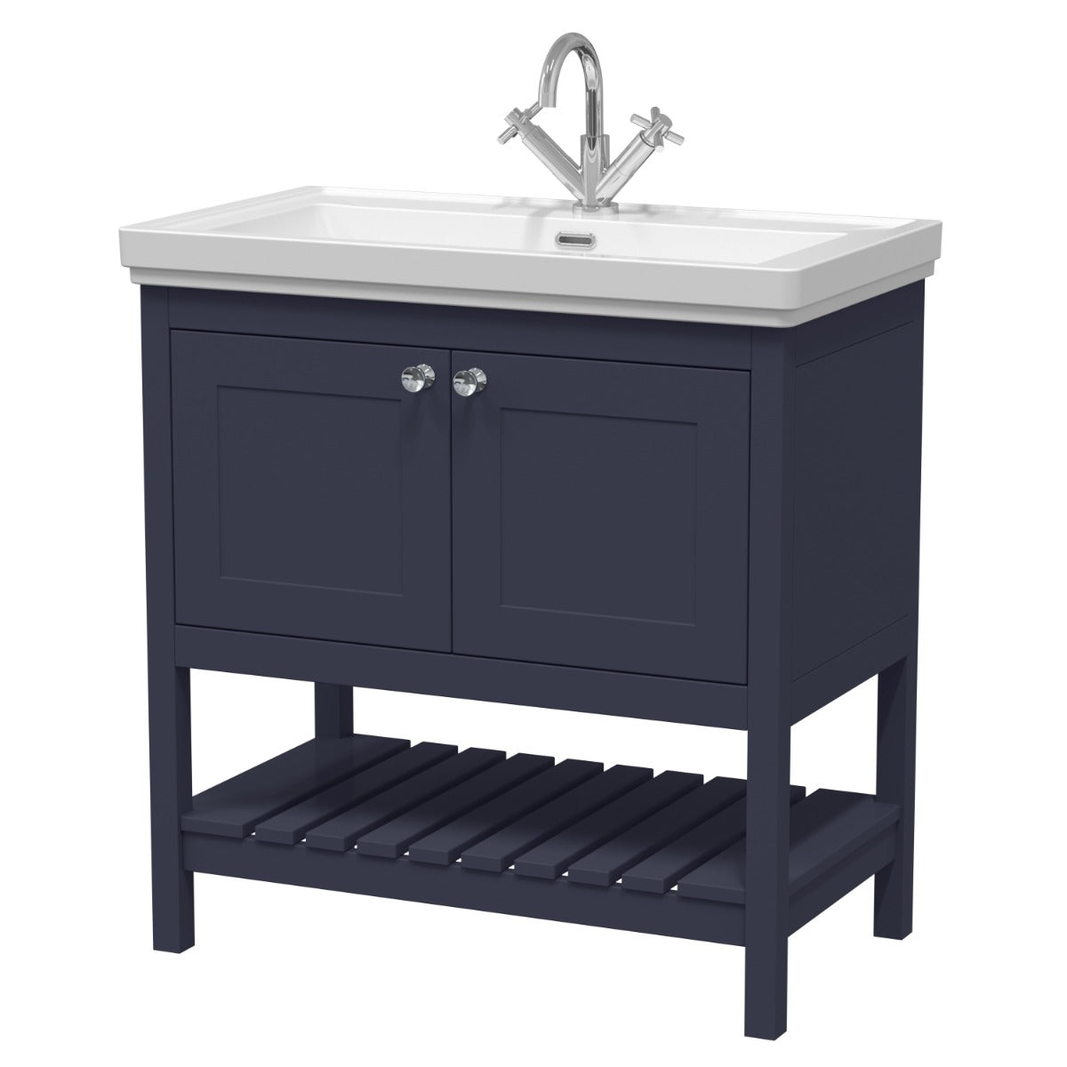 Launde Abbey Floor Standing Vanity with Basin 1TH 800mm - Indigo Blue - TAP 'N' SHOWER