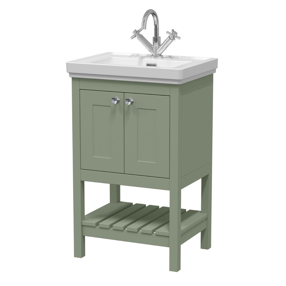 Launde Abbey Floor Standing Vanity with Basin 1TH 500mm - Fern Green - TAP 'N' SHOWER