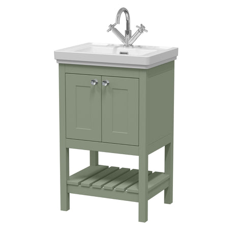 Launde Abbey Floor Standing Vanity with Basin 1TH 500mm - Fern Green - TAP 'N' SHOWER