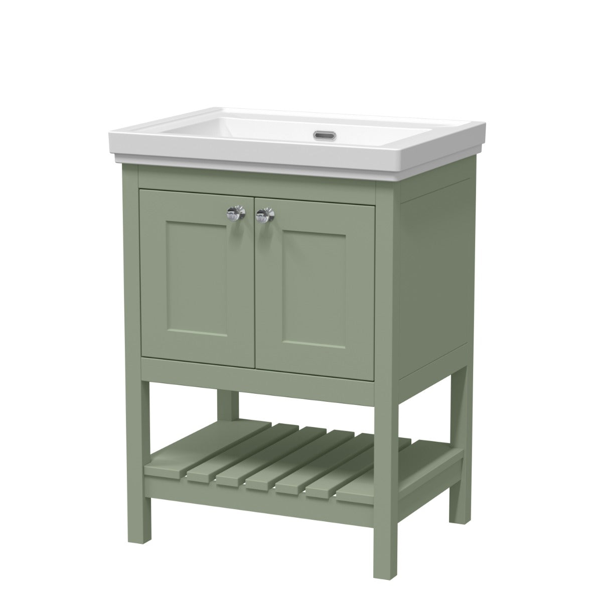 Launde Abbey Floor Standing Vanity with Basin 0TH 600mm - Fern Green - TAP 'N' SHOWER