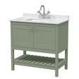 Launde Abbey Floor Standing Vanity with Marble Top 1TH 800mm - Fern Green - TAP 'N' SHOWER