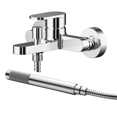 Nuie Binsey Modern Wall Mounted Bath Shower Mixer Tap with Shower Kit - Chrome - BIN316