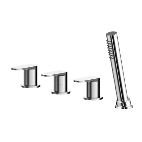 Nuie Binsey 4-Hole Pillar Mounted Bath Shower Mixer Tap - Chrome - BIN334