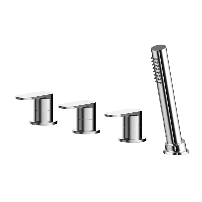 Nuie Binsey 4 - Hole Pillar Mounted Bath Shower Mixer Tap - Chrome - BIN334 - TAP 'N' SHOWER
