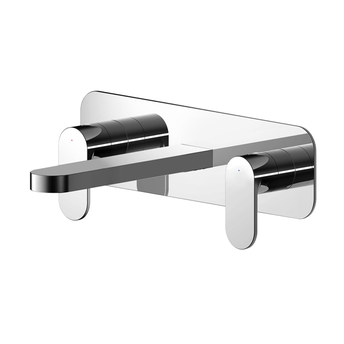Nuie Binsey 3 - Hole Wall Mounted Basin Mixer Tap with Plate - Chrome - BIN350 - TAP 'N' SHOWER
