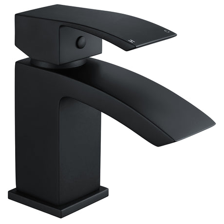 Frontline Aquaflow Onyx Black Mini Basin Mixer - Black - BIQONY10 - TAP 'N' SHOWER