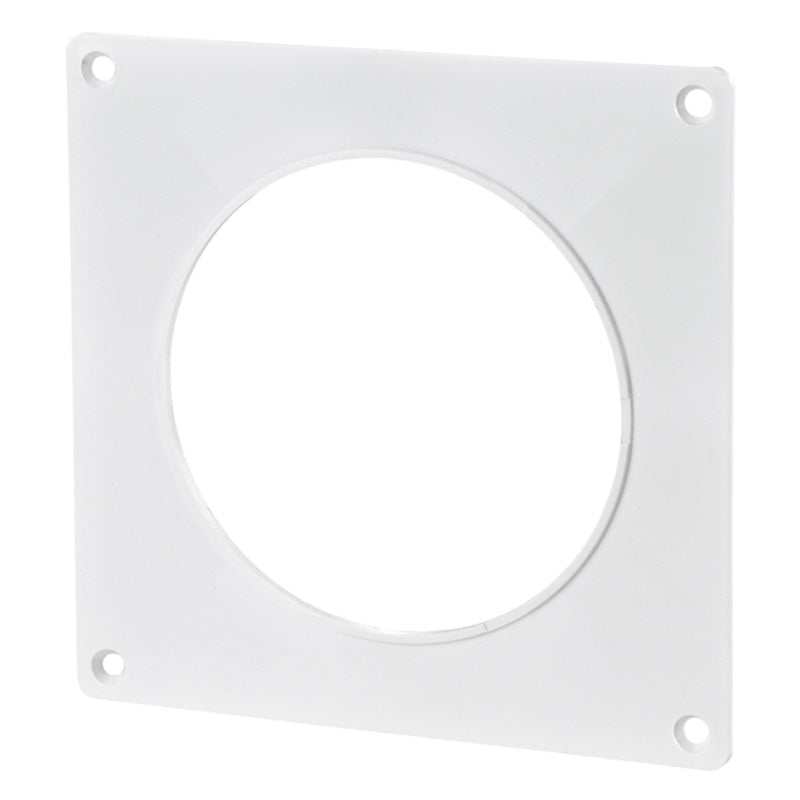 Blauberg ventilation round circular ducting wall mounting plate 100mm 4 inch white plastic