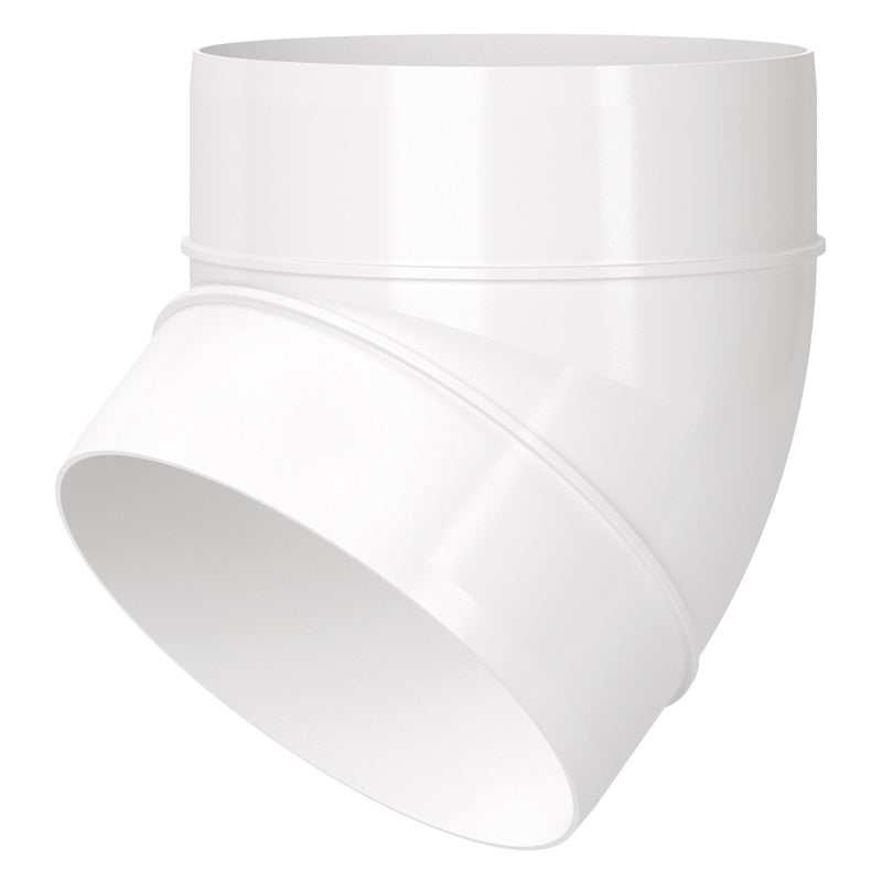 Blauberg Circular Round 45 Degree Elbow Bend PVC Plastic Ventilation Duct 5 Inch 125mm White
