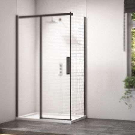 Merlyn Black Side Panel 800mm Wide - Clear Glass - BLKFSP800