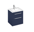 Britton Shoreditch Two Drawer Wall Hung Vanity Unit 550mm - Matt Blue - S55DDB - TAP 'N' SHOWER