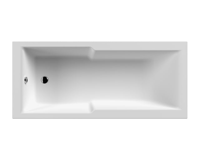 Nuie Shower Baths Eternalite Square Single Ended Straight Shower Bath 1700mm x 750mm - White - BMON017 - TAP 'N' SHOWER
