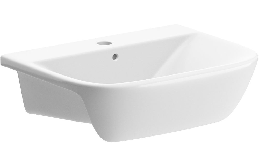 Prystine Syston 1TH Semi Recessed Basin 520 x 400mm - White - PRIS1778 - TAP 'N' SHOWER