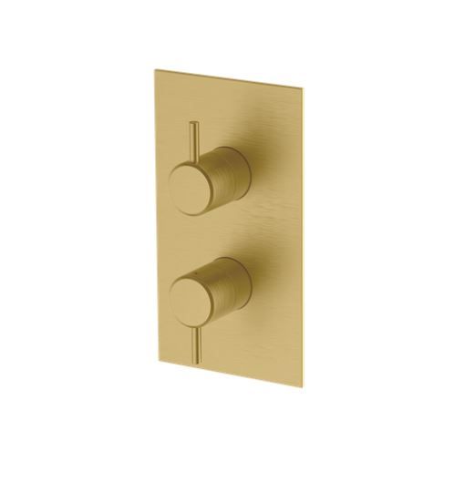 Britton Hoxton Thermostatic Showers Valve with Diverter - Brushed Brass - HOX.023BB - TAP 'N' SHOWER