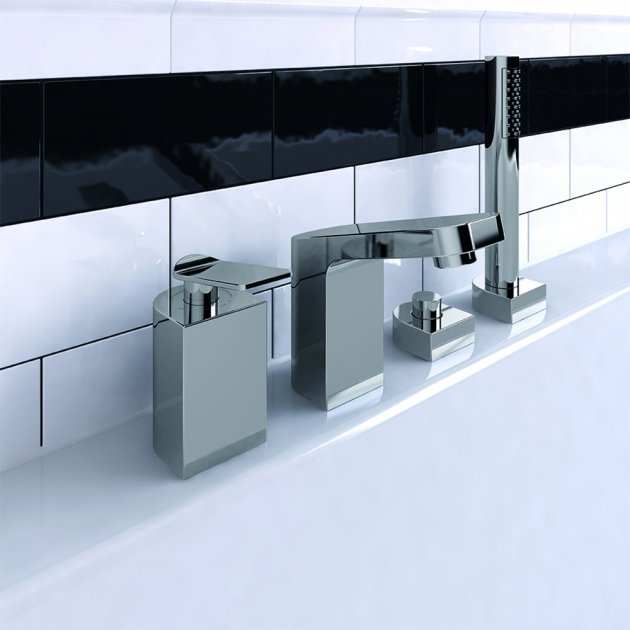 Bristan Alp Modern chrome 4-hole pillar mounted bath shower mixer tap with sleek contemporary design