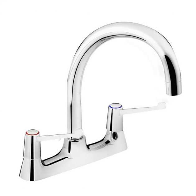 Bristan Value 6 Inch Lever Handles Deck Mounted Kitchen Sink Mixer Tap - Chrome - VAL2 DSM C 6 CD - TAP 'N' SHOWER