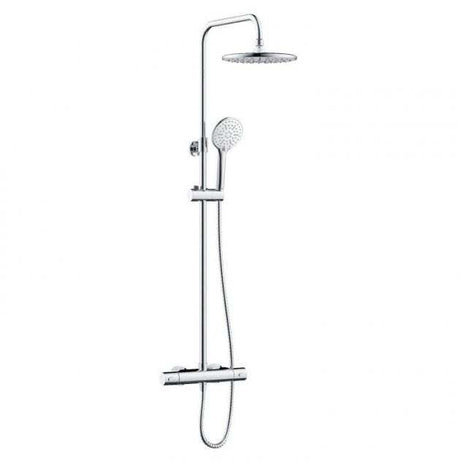 Bristan Buzz Modern Shower Rigid Riser Kit and Fixed Head Thermostatic Bar Mixer Shower - Chrome - BUZ2 SHXDIVCTFF C