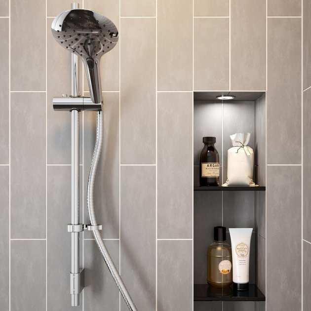 Bristan Casino Shower Kit with Push Button Large 3 Function Handset Easy Clean Hose - Chrome - CAS KIT05 C - TAP 'N' SHOWER