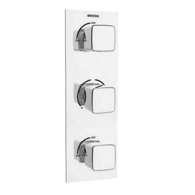 Bristan Cobalt Modern Triple Handle Thermostatic Concealed Shower Valve - Chrome - COB SHC3STP C - TAP 'N' SHOWER