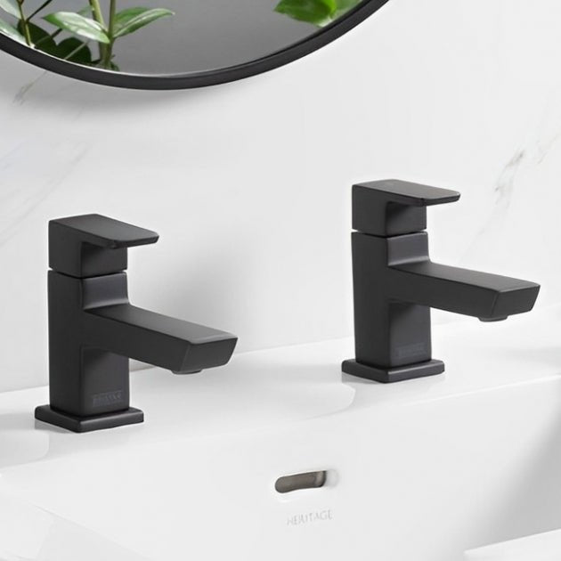 Bristan Cobalt Basin Pillar Taps - Black - COB 1/2 BLK - TAP 'N' SHOWER