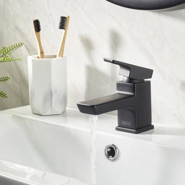 Bristan Cobalt Basin Mixer Tap with Clicker Waste - Black - COB BAS BLK - TAP 'N' SHOWER