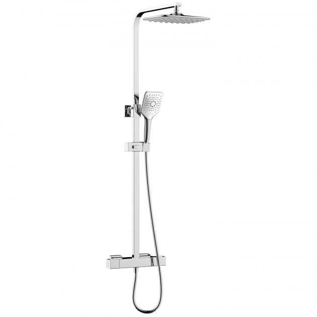 Bristan Craze Modern Thermostatic Bar Mixer Shower with Shower Rigid Riser Kit and Fixed Head - Chrome - CRZ2 SHXDIVCTFF C - TAP 'N' SHOWER