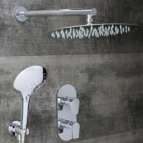 Bristan Hourglass Shower Kit and Fixed Head Dual Concealed Mixer Shower - Chrome - HOURGLASS SHWR PK3